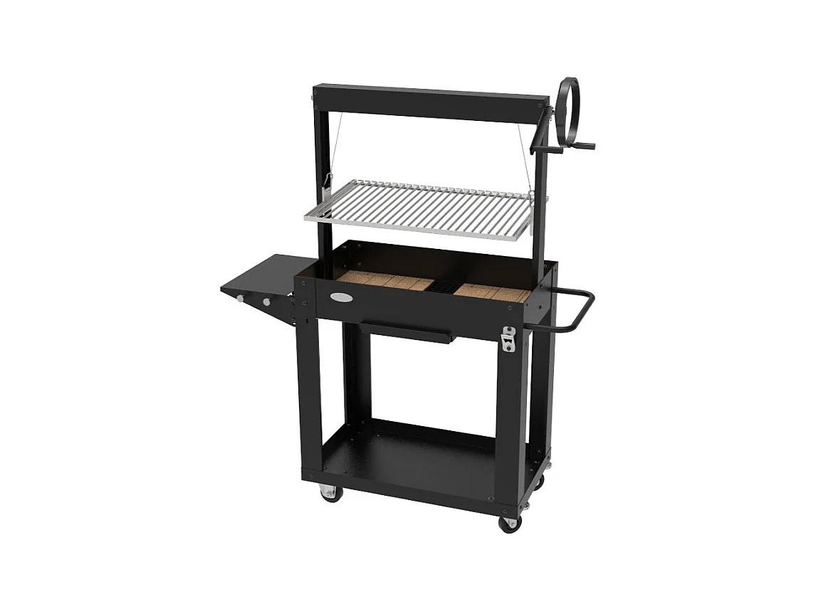 Barbecue au charbon et bois SANTA CLARA - hauteur réglable - briques réfractaires - IMOR