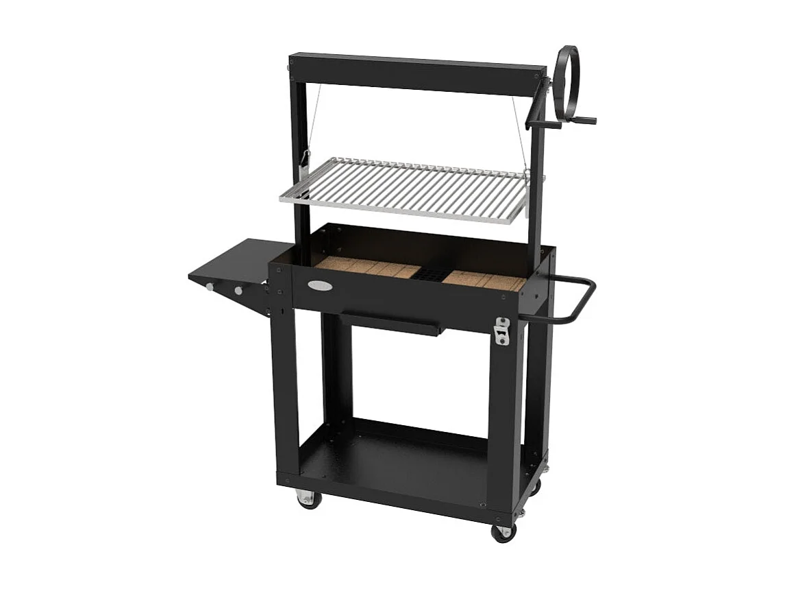 Barbecue au charbon et bois SANTA CLARA - hauteur réglable - briques réfractaires - IMOR