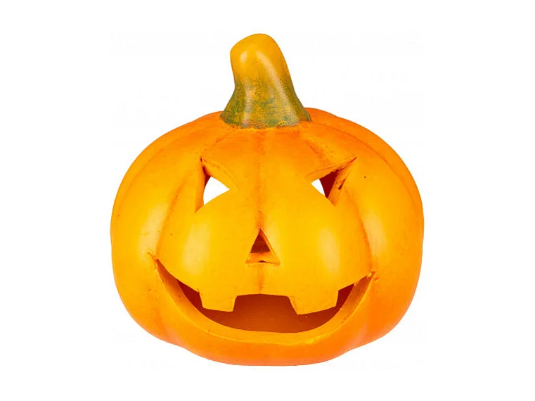 Oranje pompoenlantaarn van keramiek, 25 cm x 12 cm x 20 cm