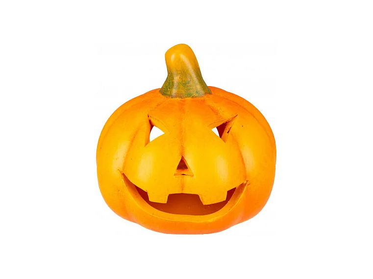 Citrouille lanterne orange en céramique, 25 cm x 12 cm x 20 cm