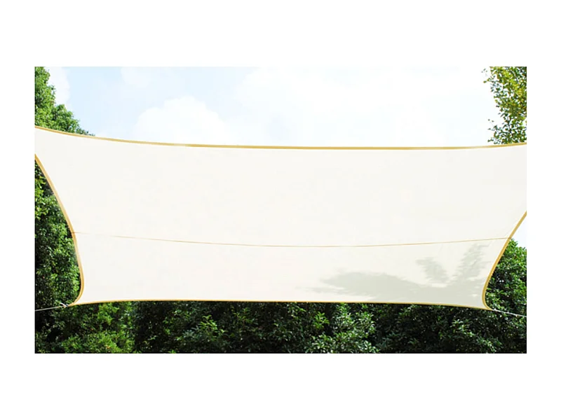 Rechthoekig schaduwzeil 4 x 3 m Crème - UV-bescherming 90% - PE 180g/m²