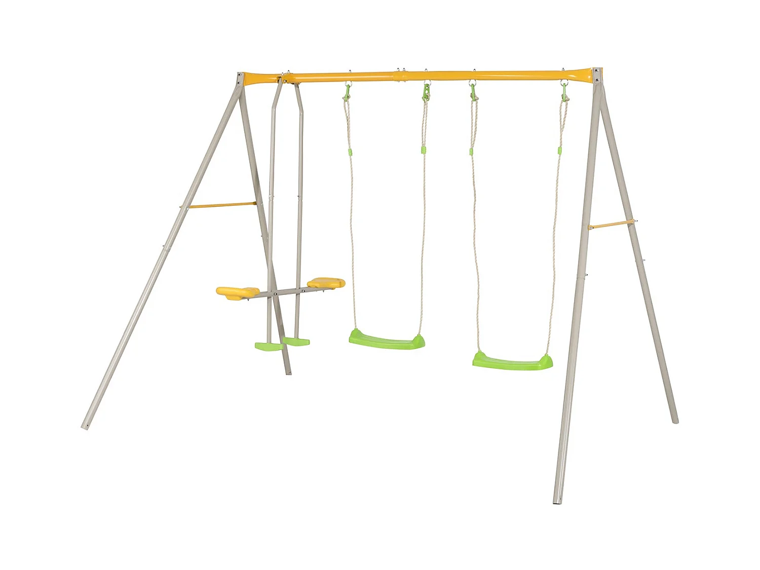 Metal schommelset voor 4 kinderen - 1,90 m met face-to-face schommel en 2 schommels