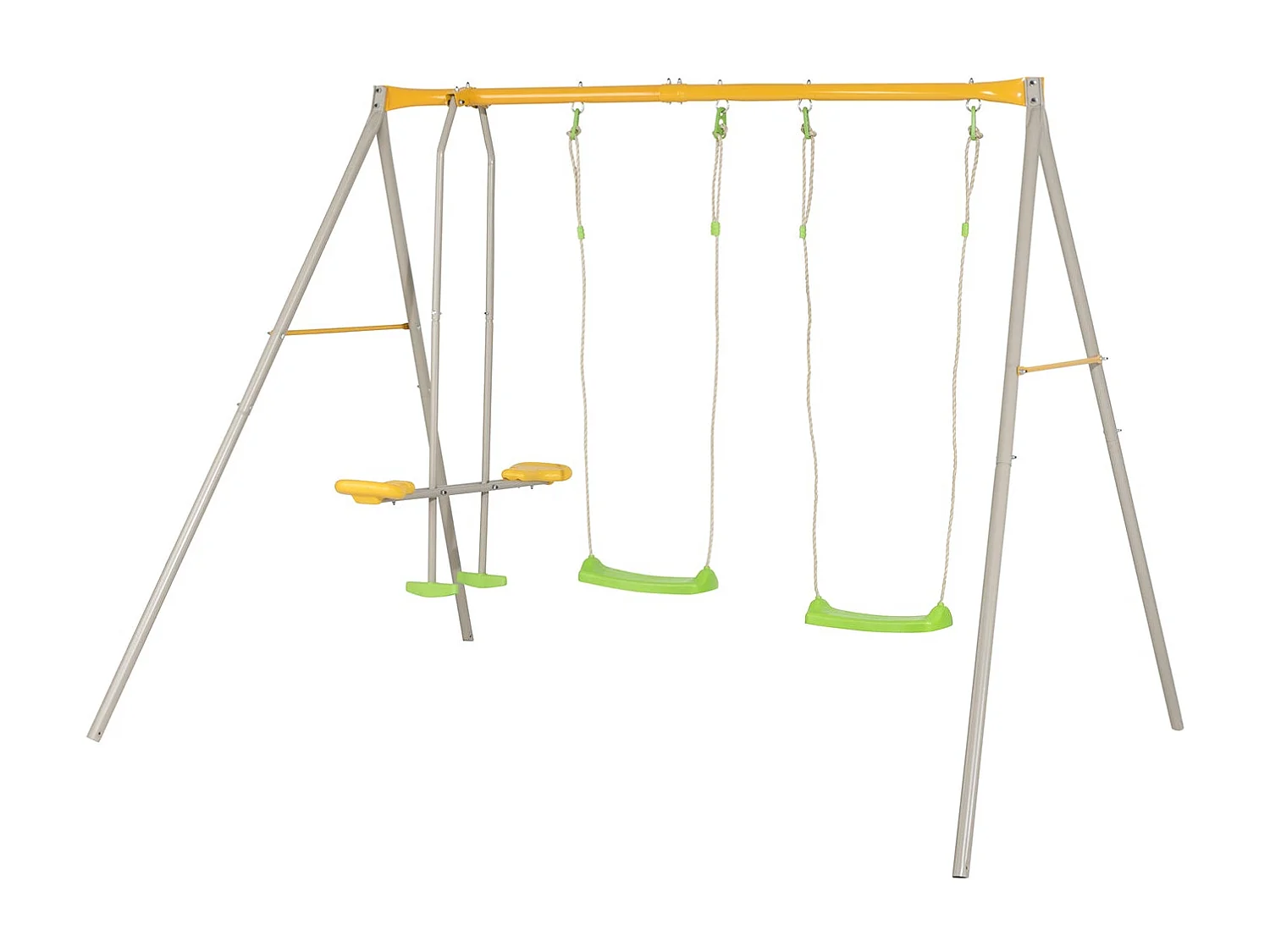 Portique balançoire en métal pour 4 enfants – 1,90 m avec face à face et 2 balançoires