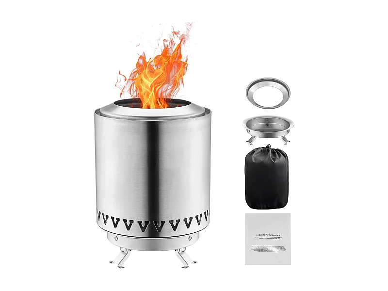 Gartenfeuerstelle, SucceBuy Tischfeuerstelle 15 cm aus Edelstahl Silber - Innen-/Außenbereich