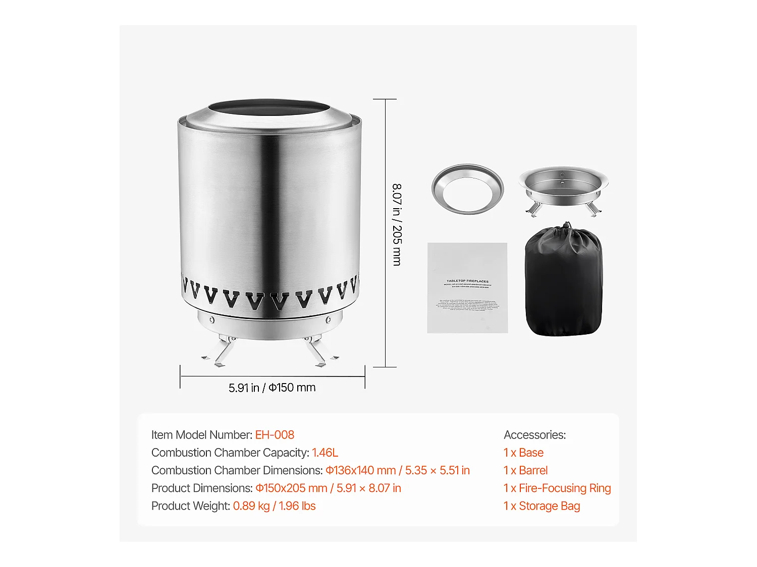 Tuinvuurschaal, SucceBuy Tafelvuurschaal 15 cm van RVS Zilver - Binnen-/Buitengebruik