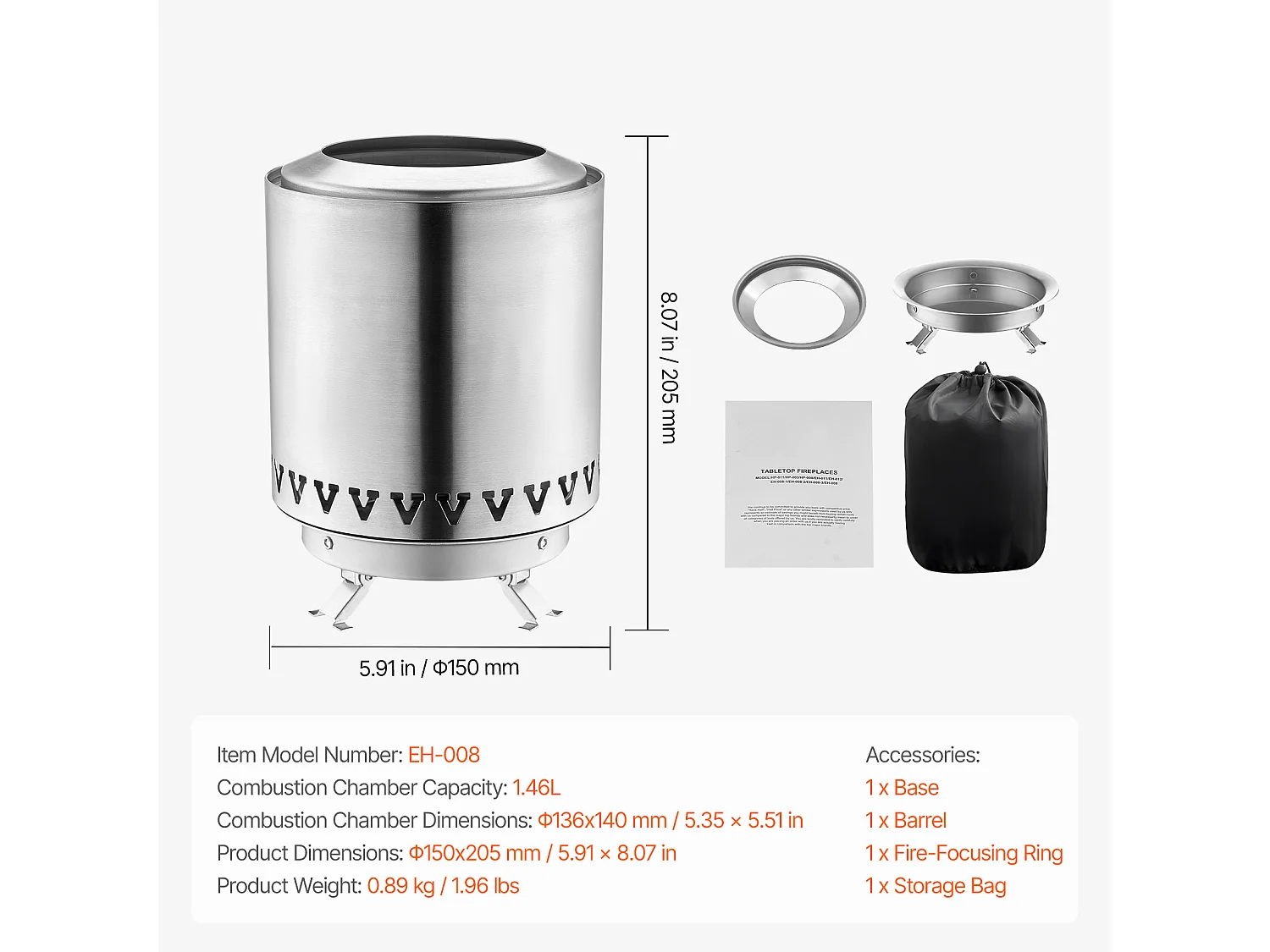 Tuinvuurschaal, SucceBuy Tafelvuurschaal 15 cm van RVS Zilver - Binnen-/Buitengebruik