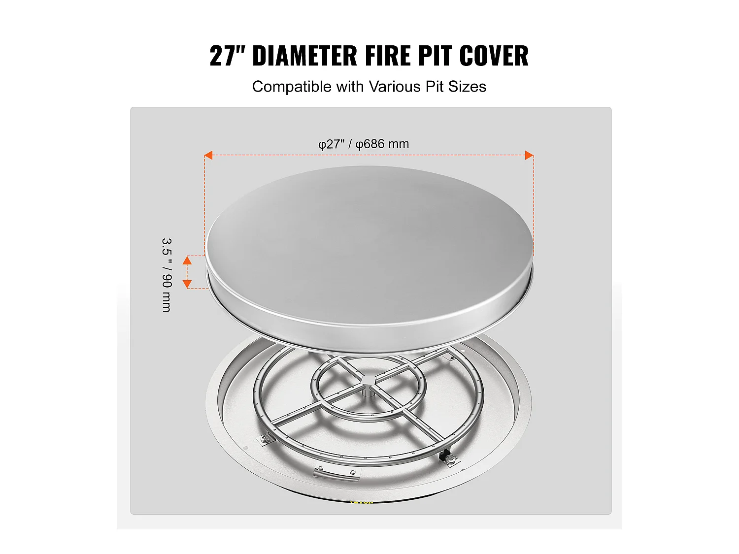 Housse de Protection Robuste pour Anneau de Feu SucceBuy, 686 mm, Pare-étincelles pour Utilisation en Extérieur