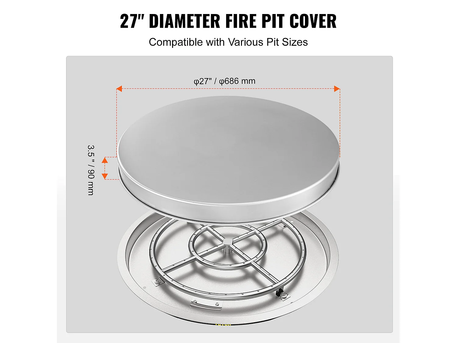 Housse de Protection Robuste pour Anneau de Feu SucceBuy, 686 mm, Pare-étincelles pour Utilisation en Extérieur