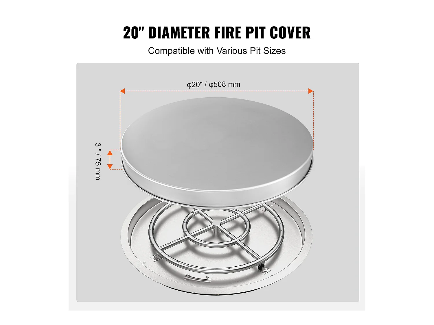 Housse de Protection Robuste pour Anneau de Feu SucceBuy, 508 mm, Pare-étincelles pour Feu de Bois Extérieur