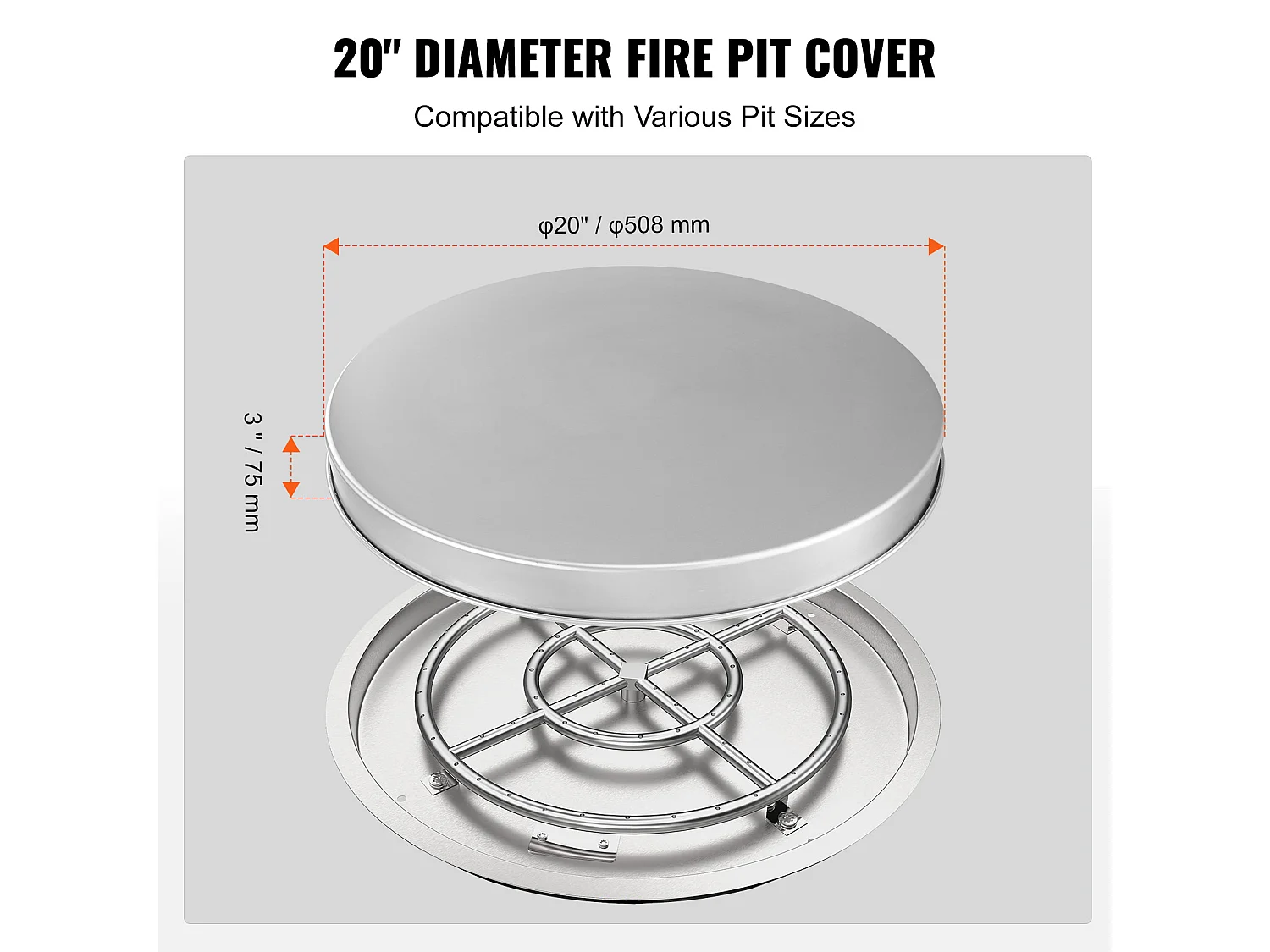 Copertura Protetiva Robusta per Anello per Fuoco SucceBuy, 508 mm, Parascintille per Fuoco a Legna all'Aperto