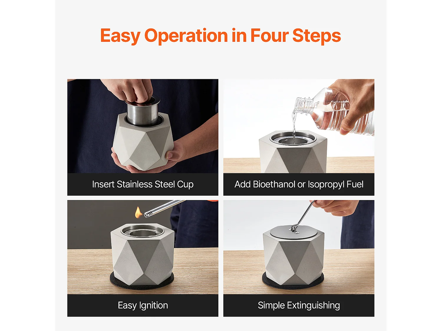 Braséro de Jardin, SucceBuy Foyer de Table en Béton - Utilisation Intérieur/Extérieur