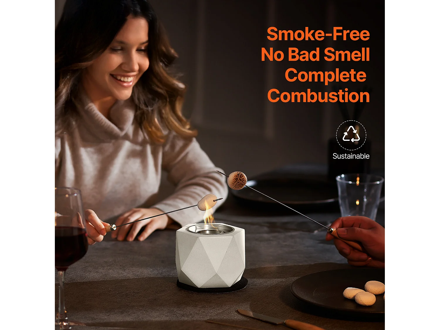 Braciere da Giardino, SucceBuy Focolare da Tavolo in Cemento - Uso Interno/Esterno