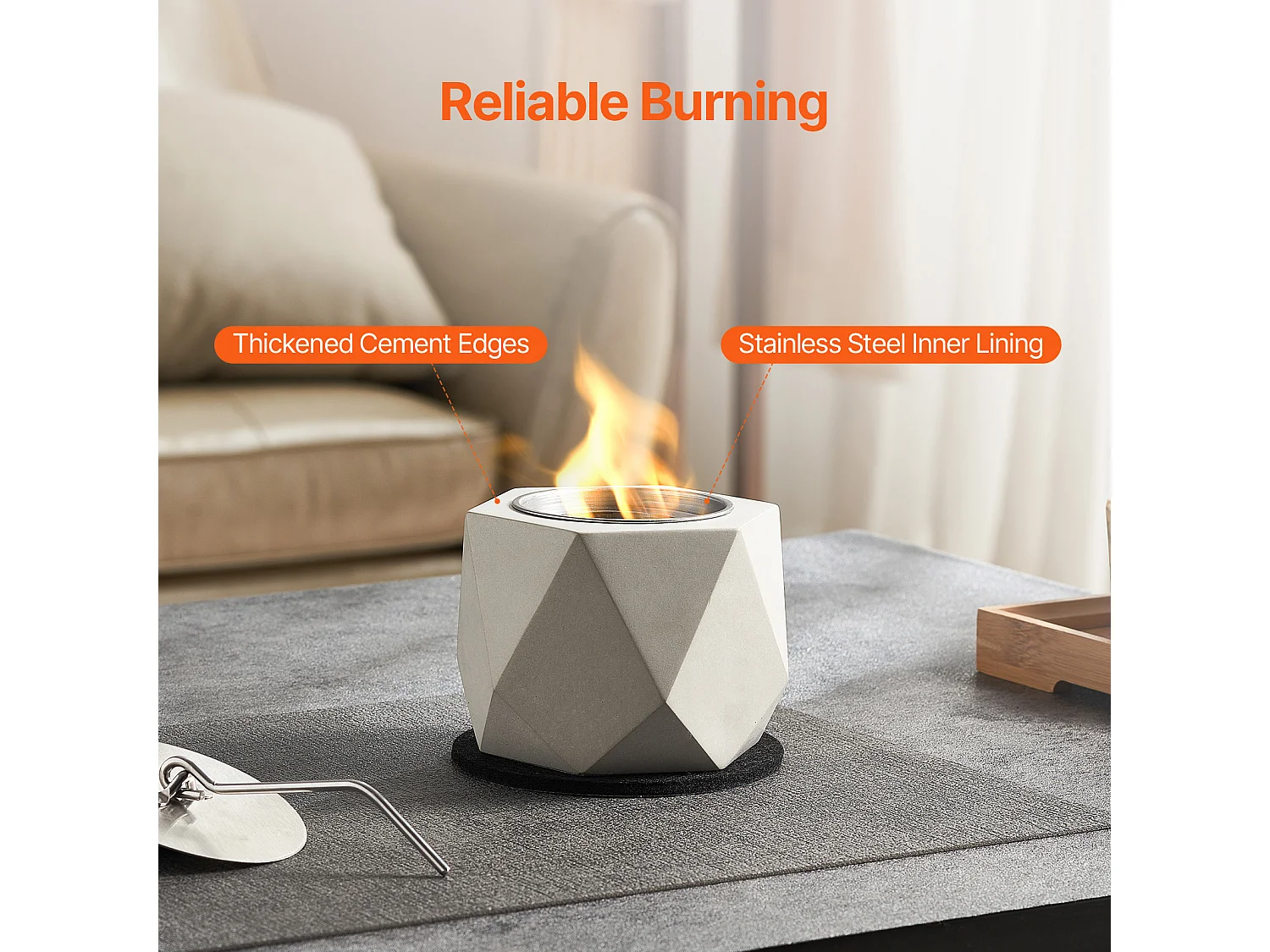 Braciere da Giardino, SucceBuy Focolare da Tavolo in Cemento - Uso Interno/Esterno