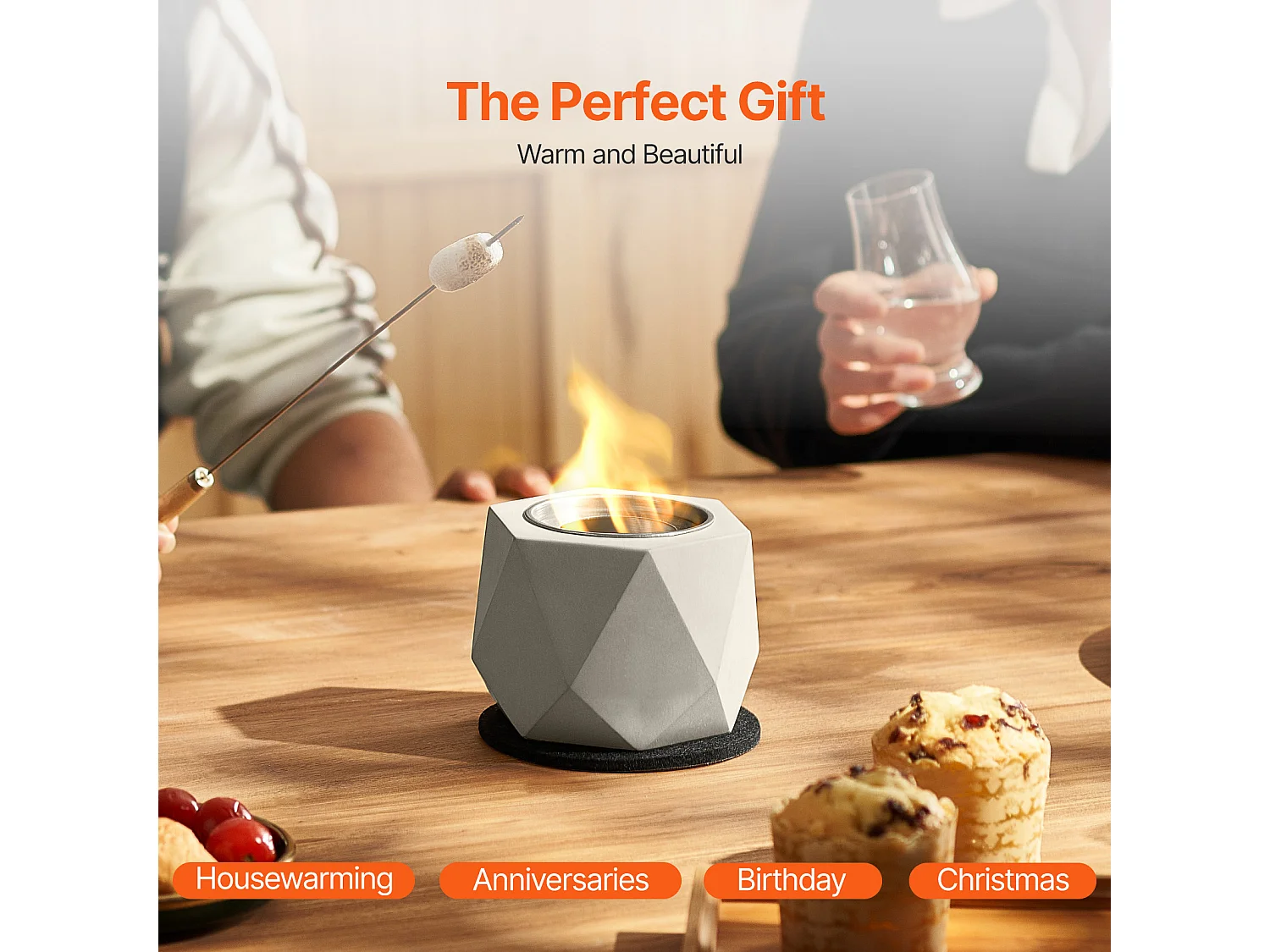 Braciere da Giardino, SucceBuy Focolare da Tavolo in Cemento - Uso Interno/Esterno