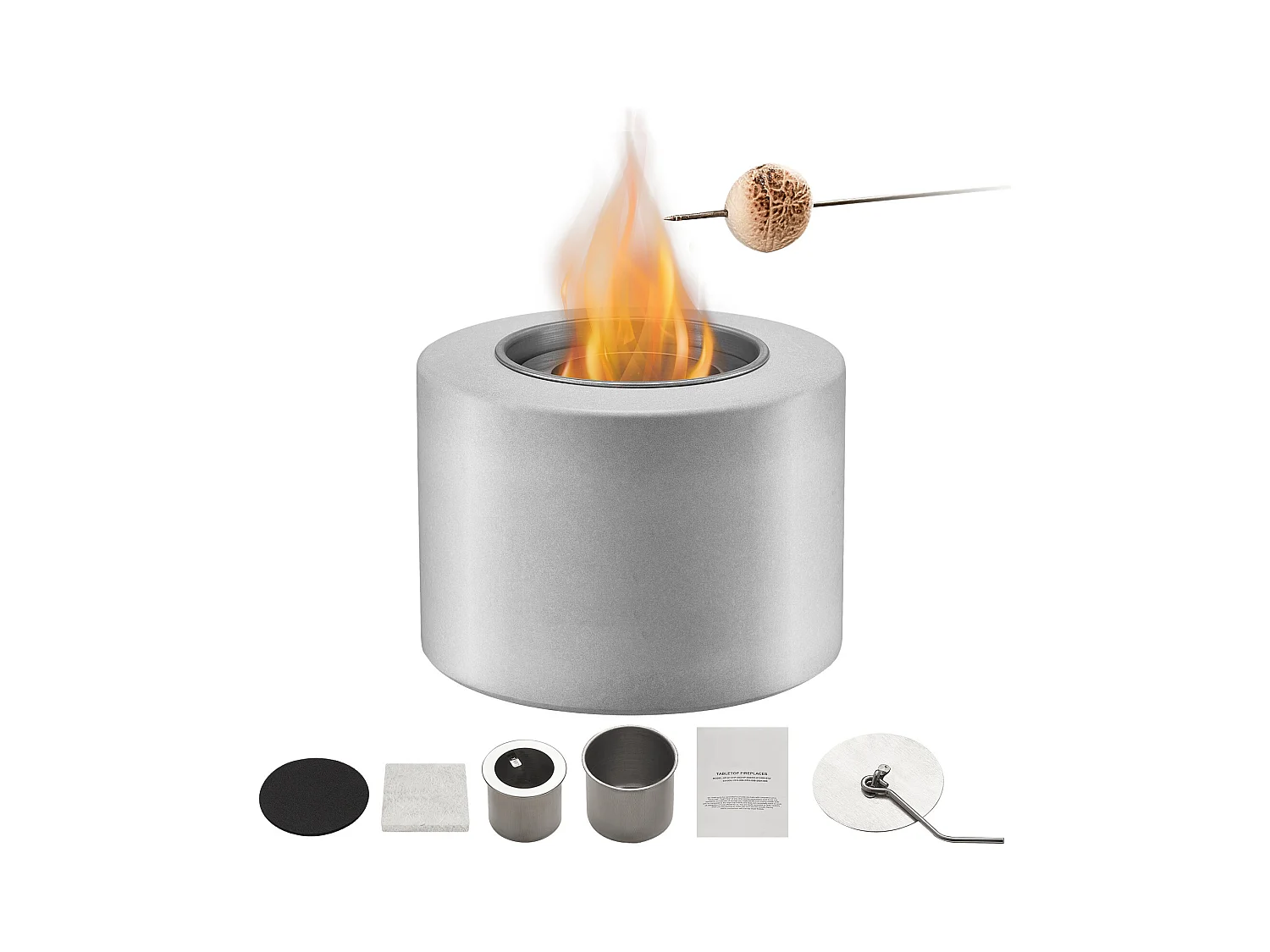 Tuinvuurschaal, SucceBuy Tafelvuurschaal van Beton voor Terras - Binnen- & Buitengebruik