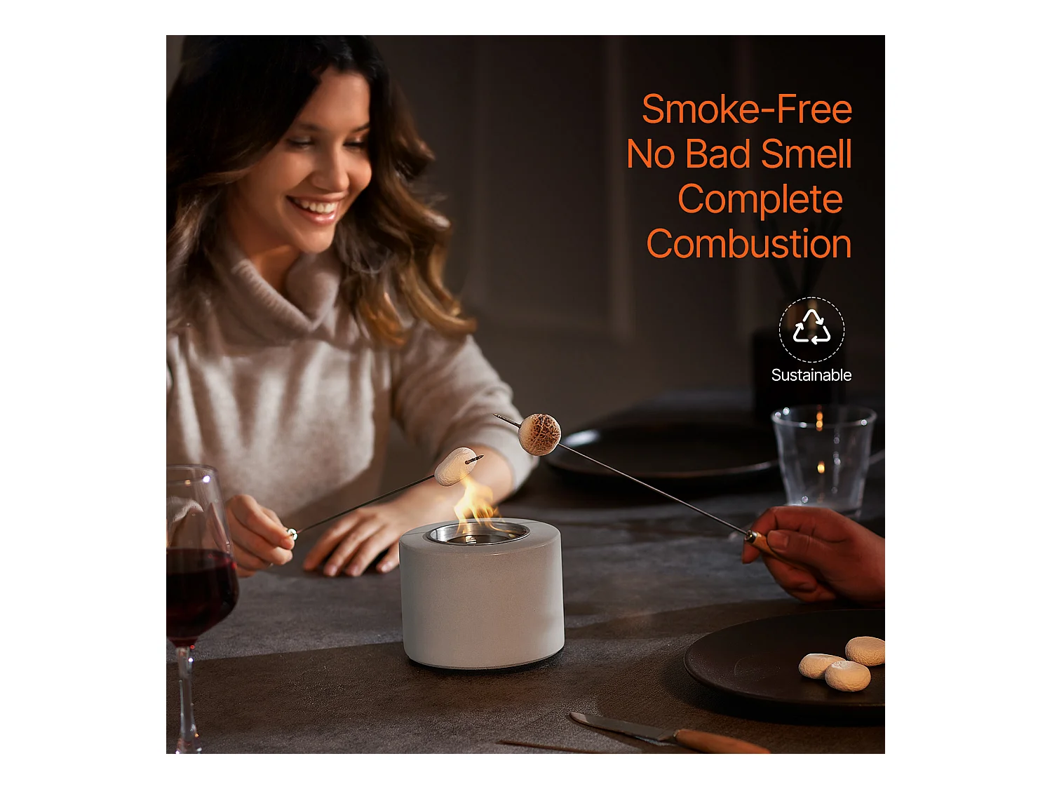 Tuinvuurschaal, SucceBuy Tafelvuurschaal van Beton voor Terras - Binnen- & Buitengebruik