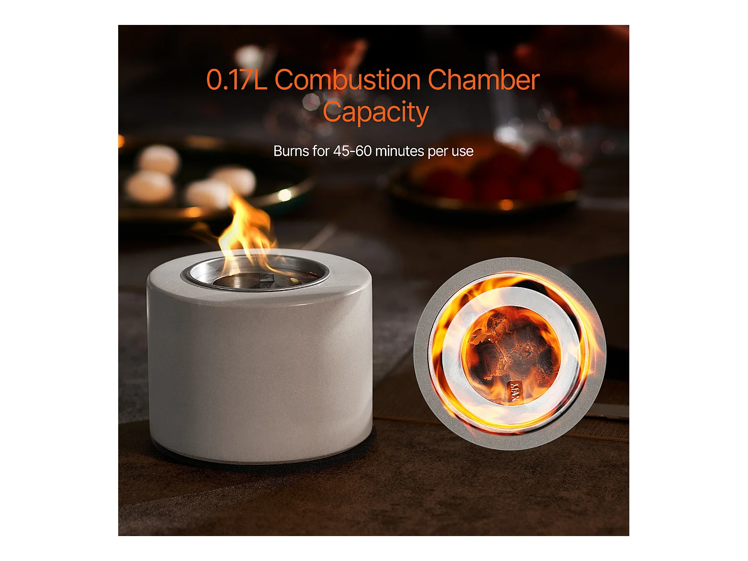 Tuinvuurschaal, SucceBuy Tafelvuurschaal van Beton voor Terras - Binnen- & Buitengebruik