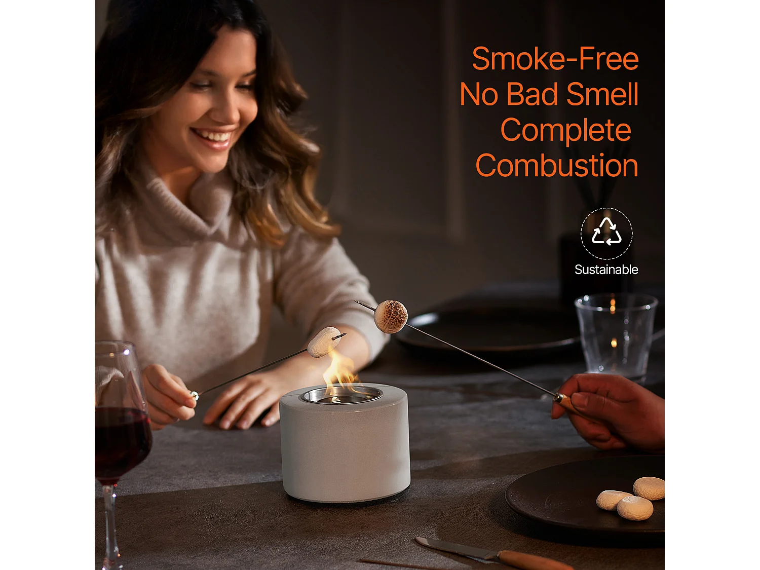 Braciere da Giardino, SucceBuy Focolare da Tavolo in Cemento per Patio - Uso Interno ed Esterno