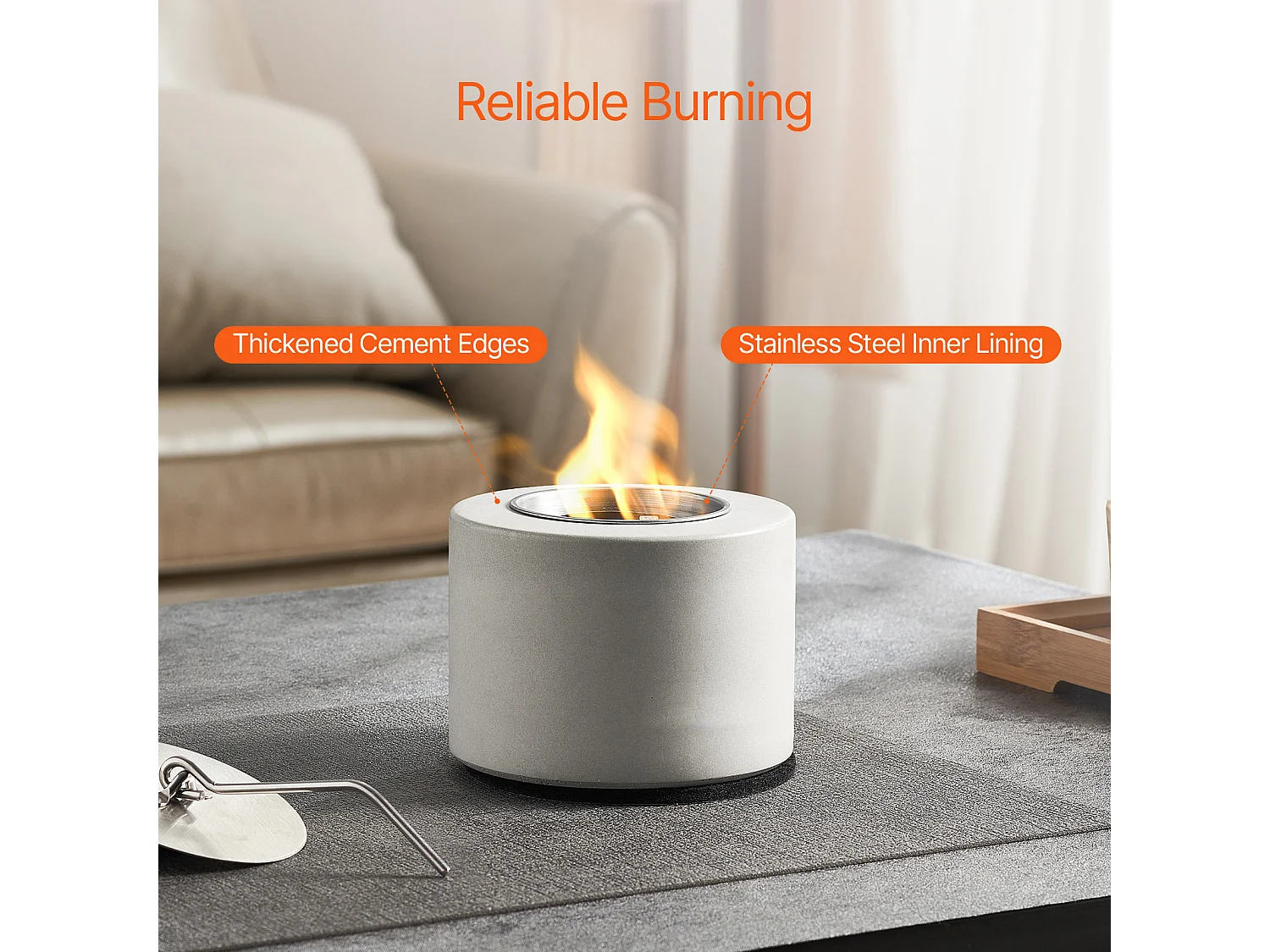 Braciere da Giardino, SucceBuy Focolare da Tavolo in Cemento per Patio - Uso Interno ed Esterno