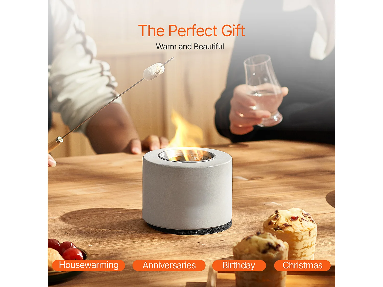 Braciere da Giardino, SucceBuy Focolare da Tavolo in Cemento per Patio - Uso Interno ed Esterno