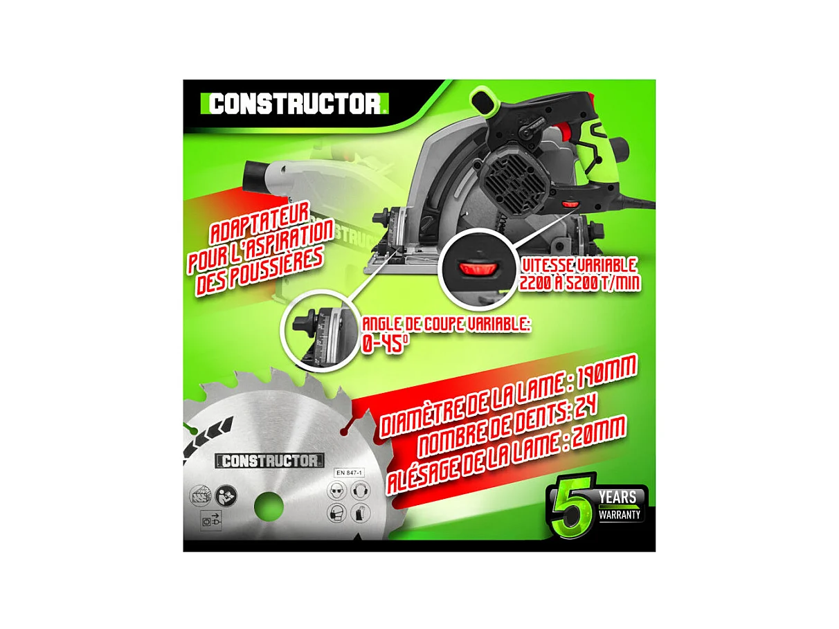 Scie circulaire plongeante Constructor 1400 W