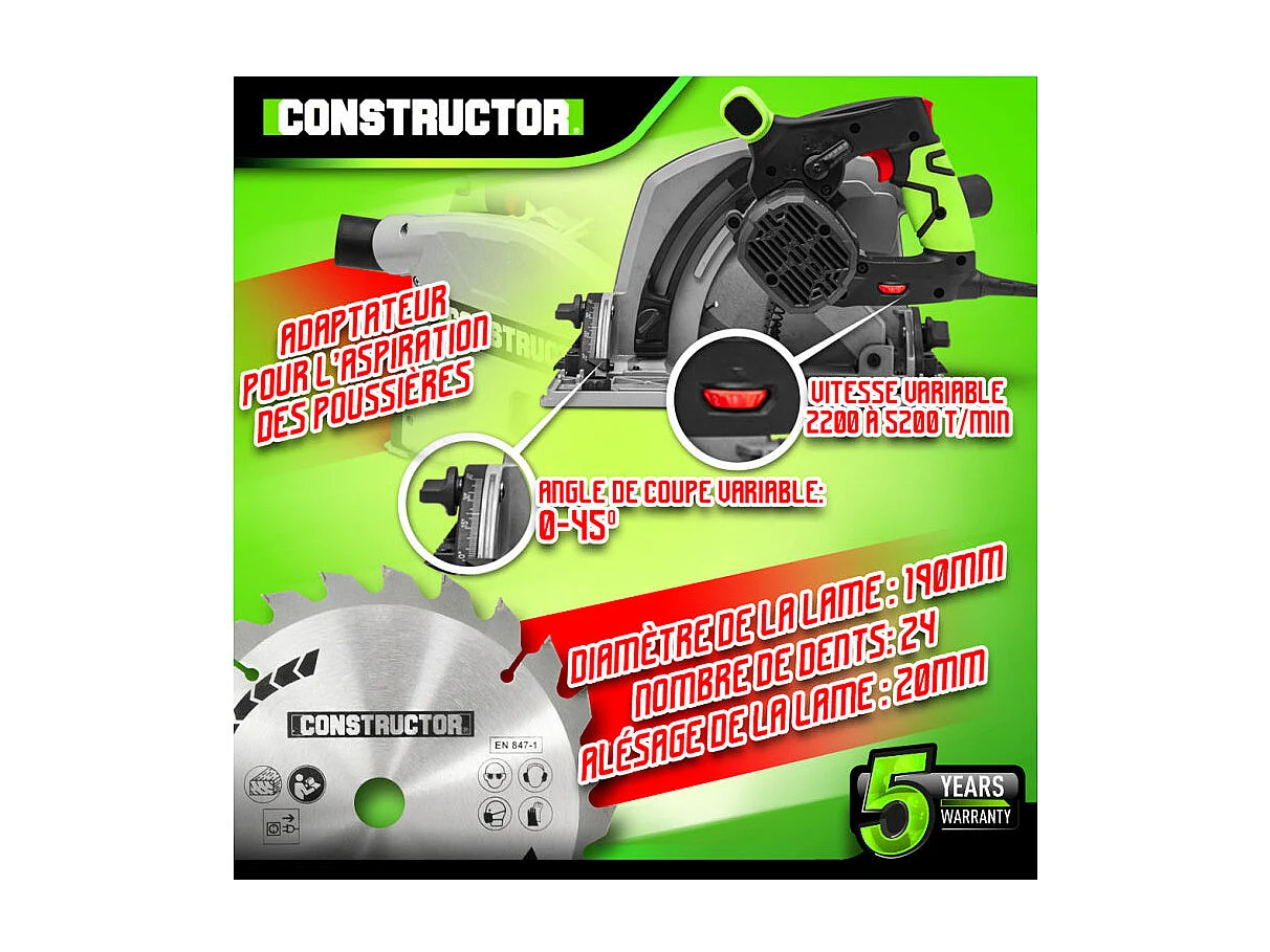 Scie circulaire plongeante Constructor 1400 W