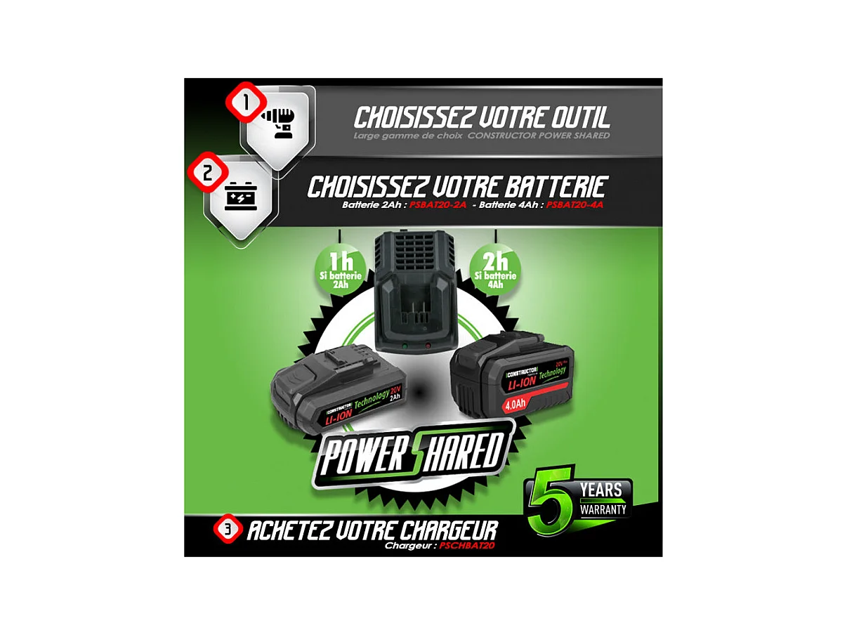 Scie égoïne sans fil 20V - Sans batterie - Constructor