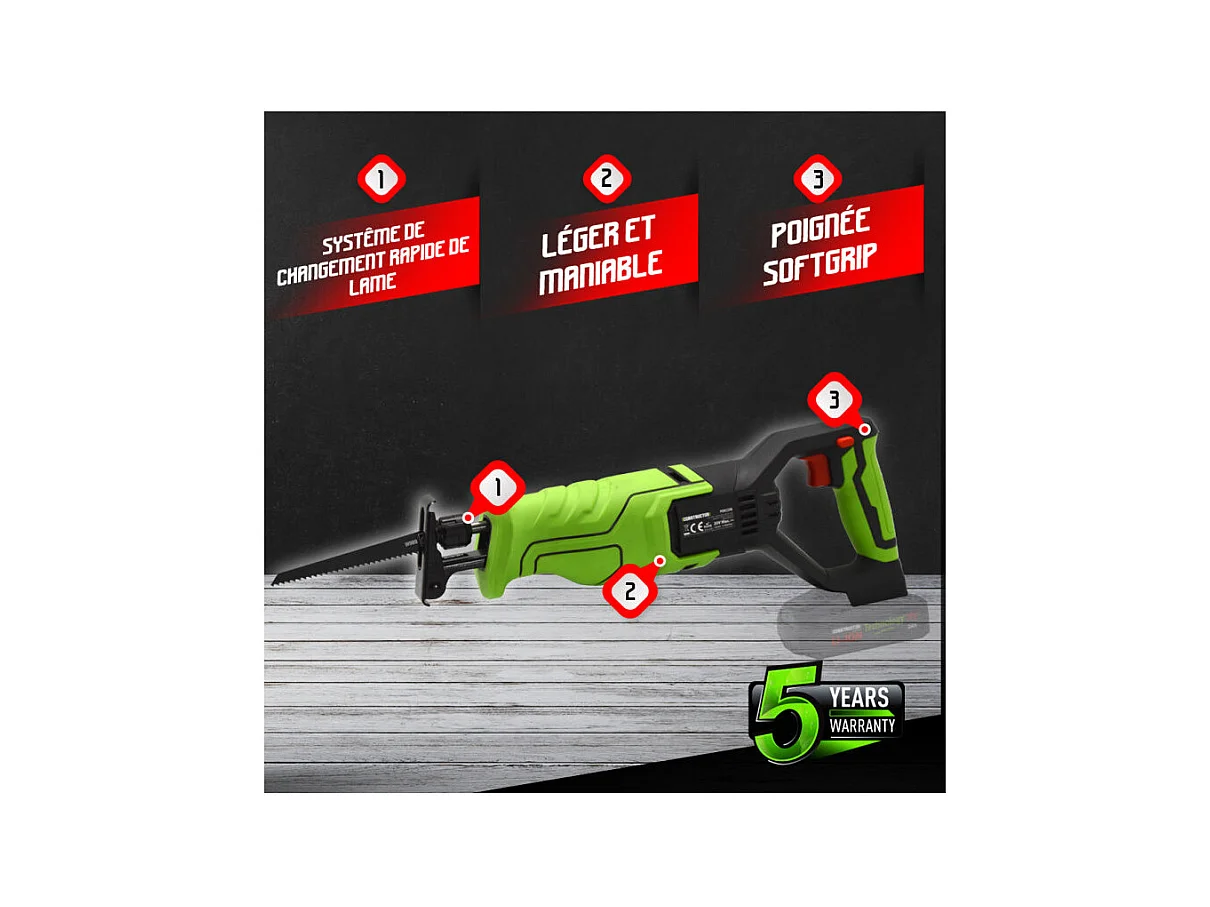 Scie égoïne sans fil 20V - Sans batterie - Constructor