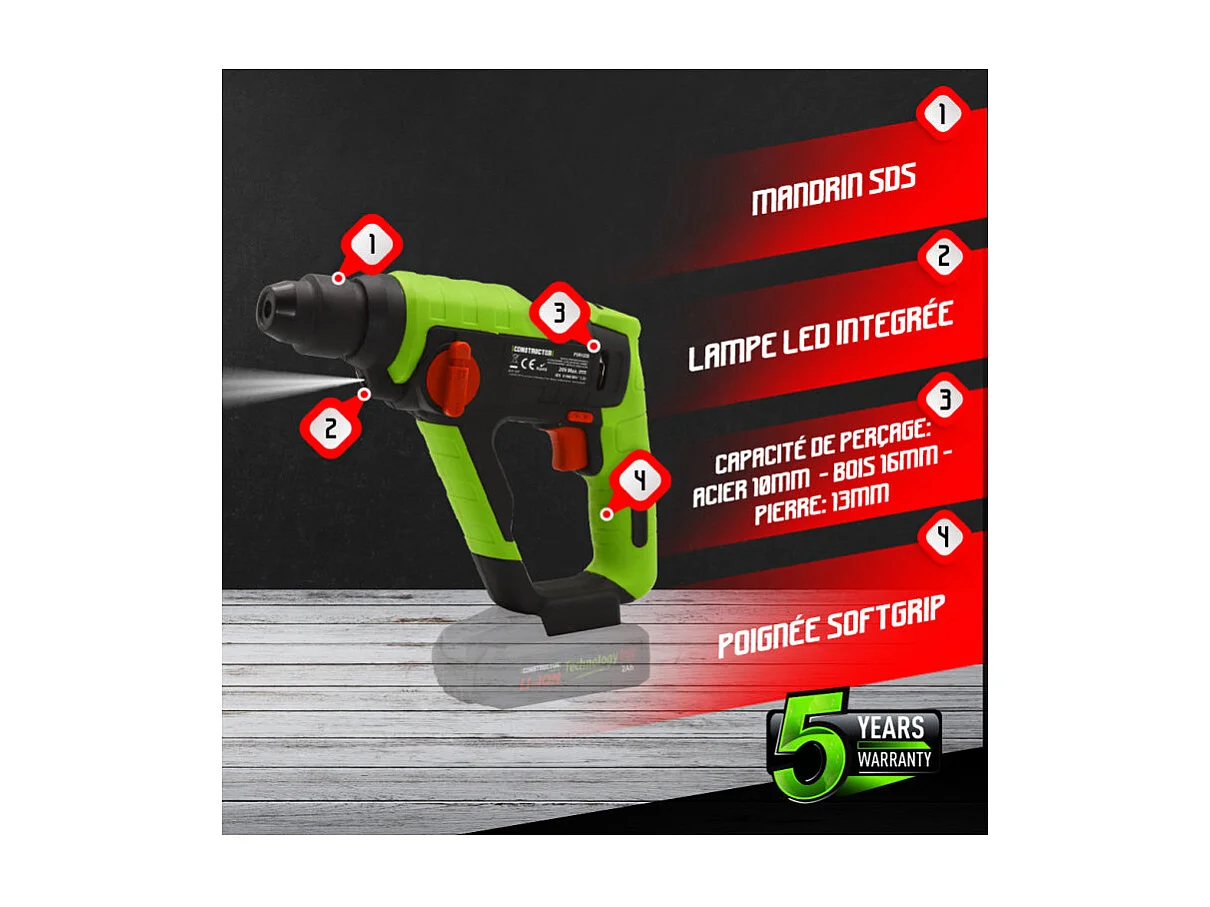 Marteau perforateur sans fil 20V Constructor