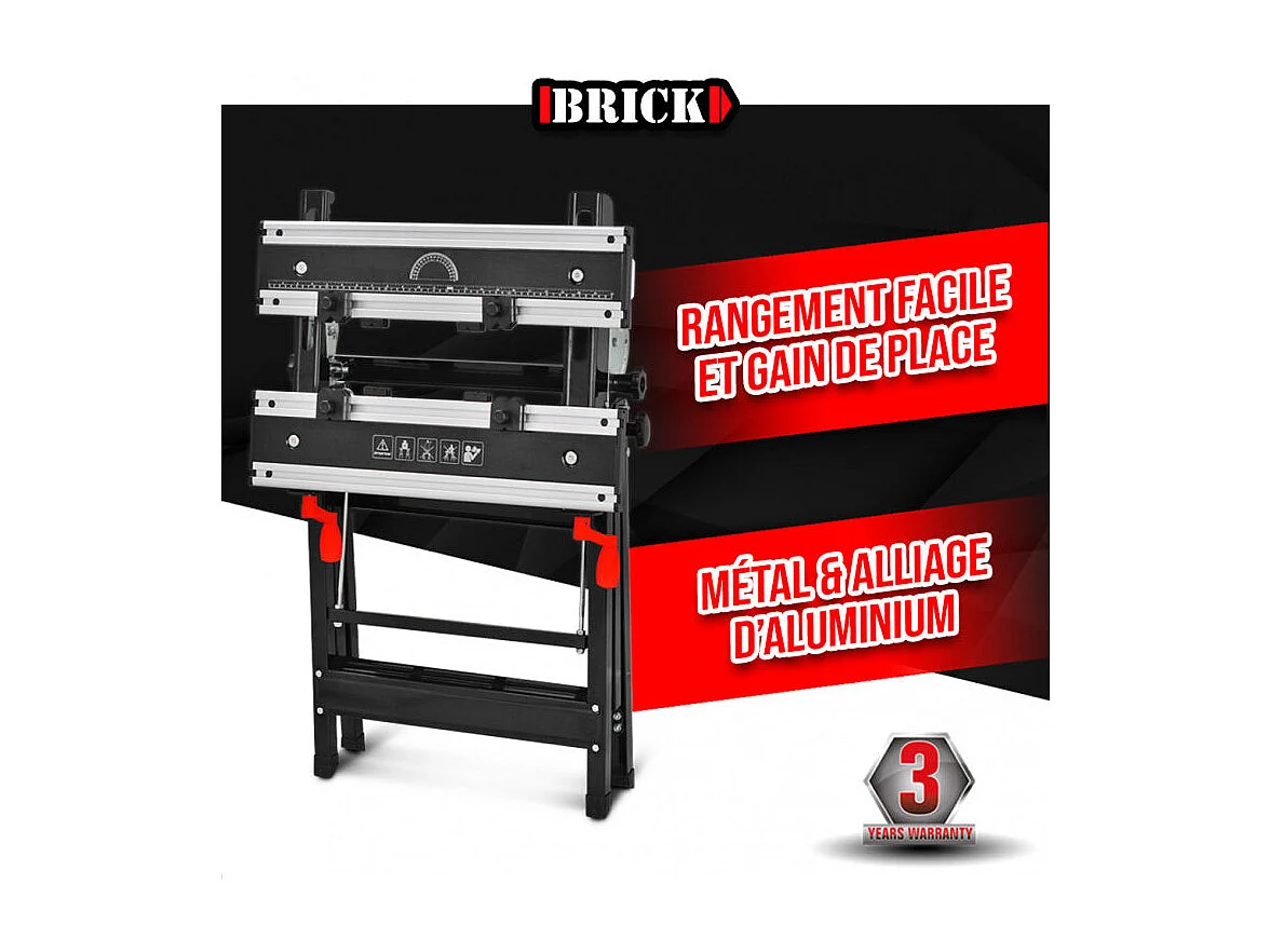 Établi télescopique métallique Brick - 60 x 58 x (77-107) cm