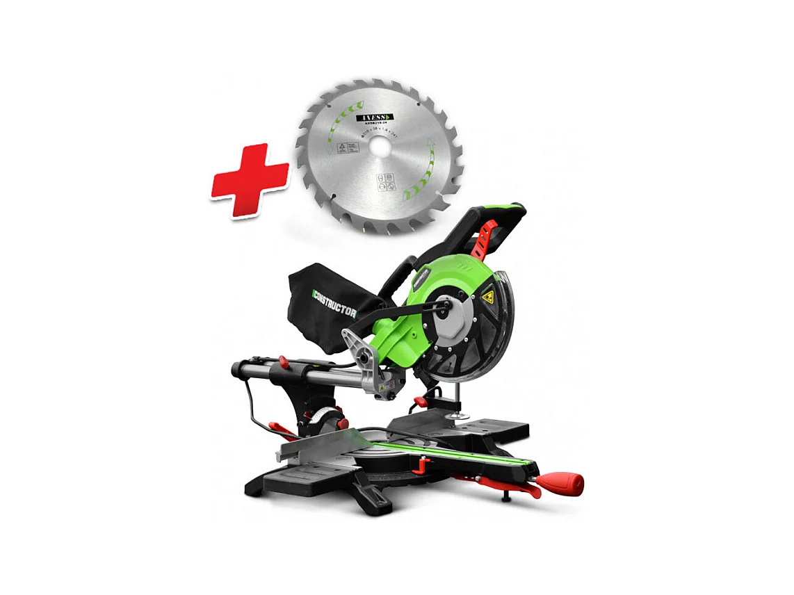 Radiale afkortzaag Constructor - 1800 W - 210 mm - Dubbele helling - Laser