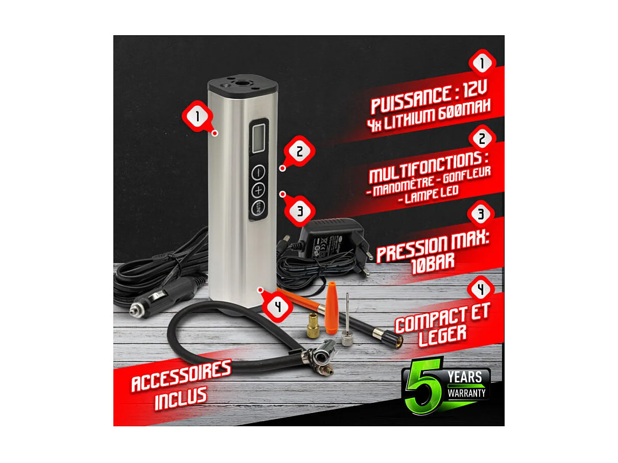 Compresseur Rechargeable 12V Constructor + Accessoires