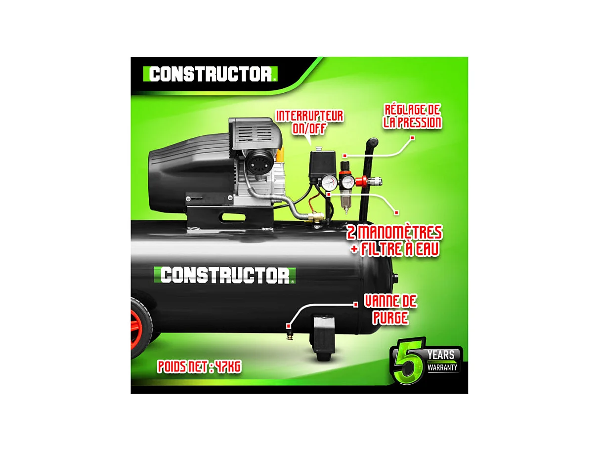 Oliecompressor 100L bicilinder - Constructor