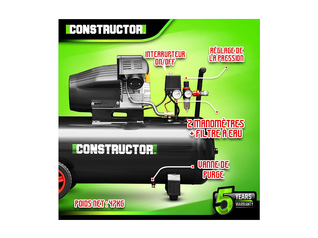Oliecompressor 100L bicilinder - Constructor