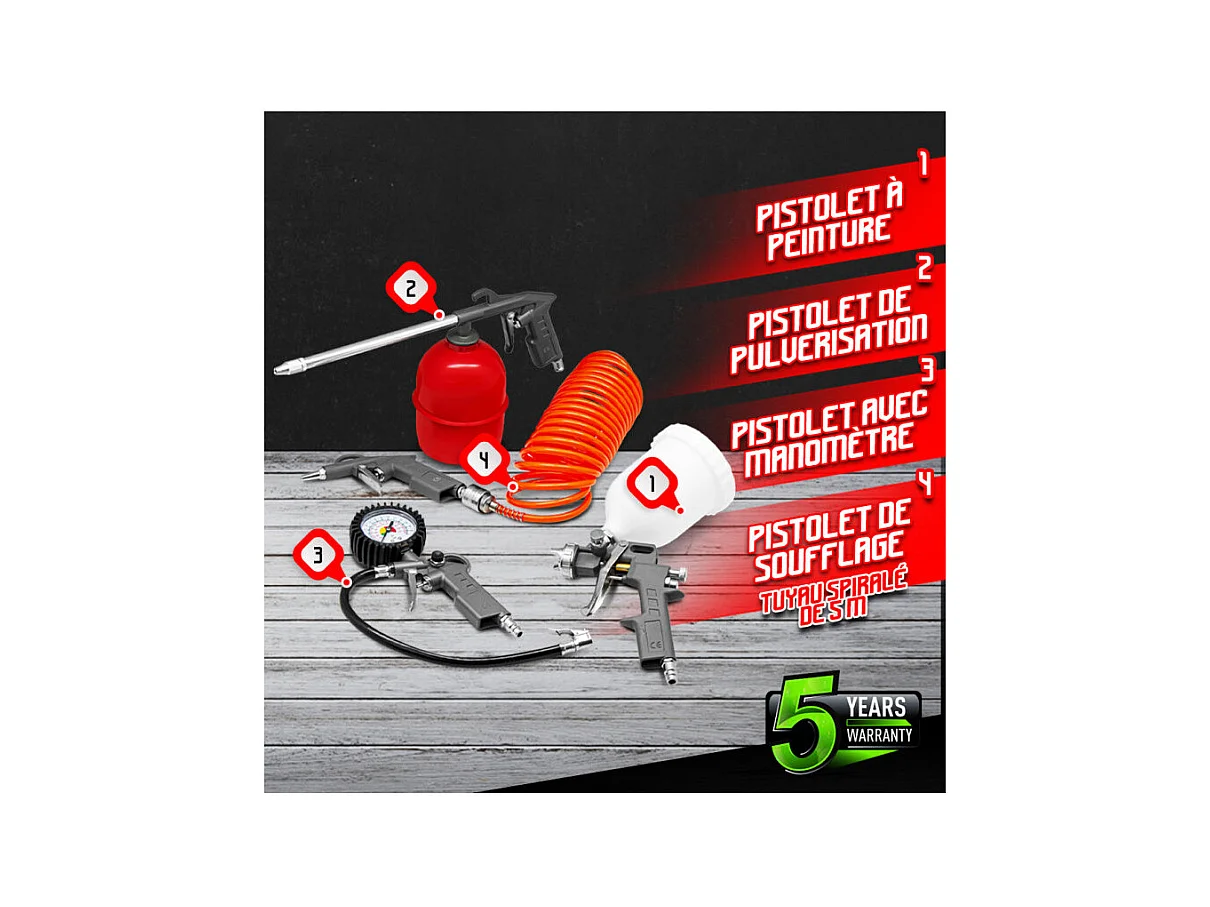 Kit d'accessoires 5 pcs pour compresseur - Constructor