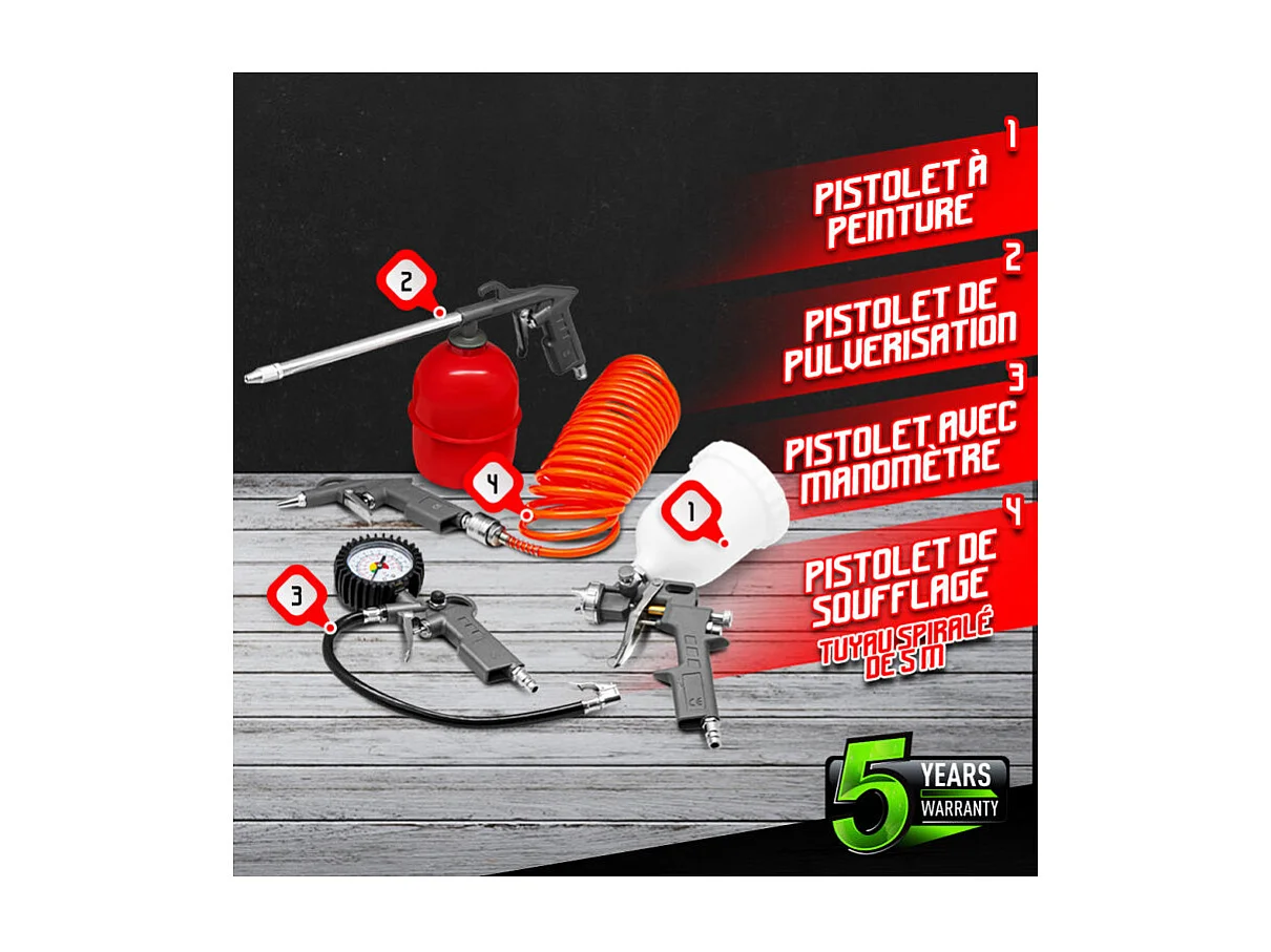 Kit d'accessoires 5 pcs pour compresseur - Constructor