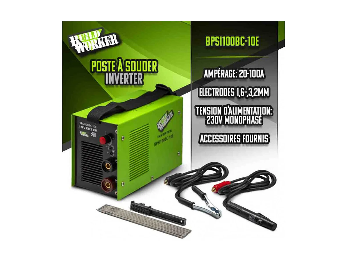 Poste à souder Inverter 100A + 10 électrodes - BUILD WORKER