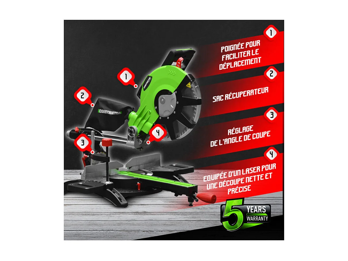Radiale afkortzaag Constructor - 2100 W - 305 mm