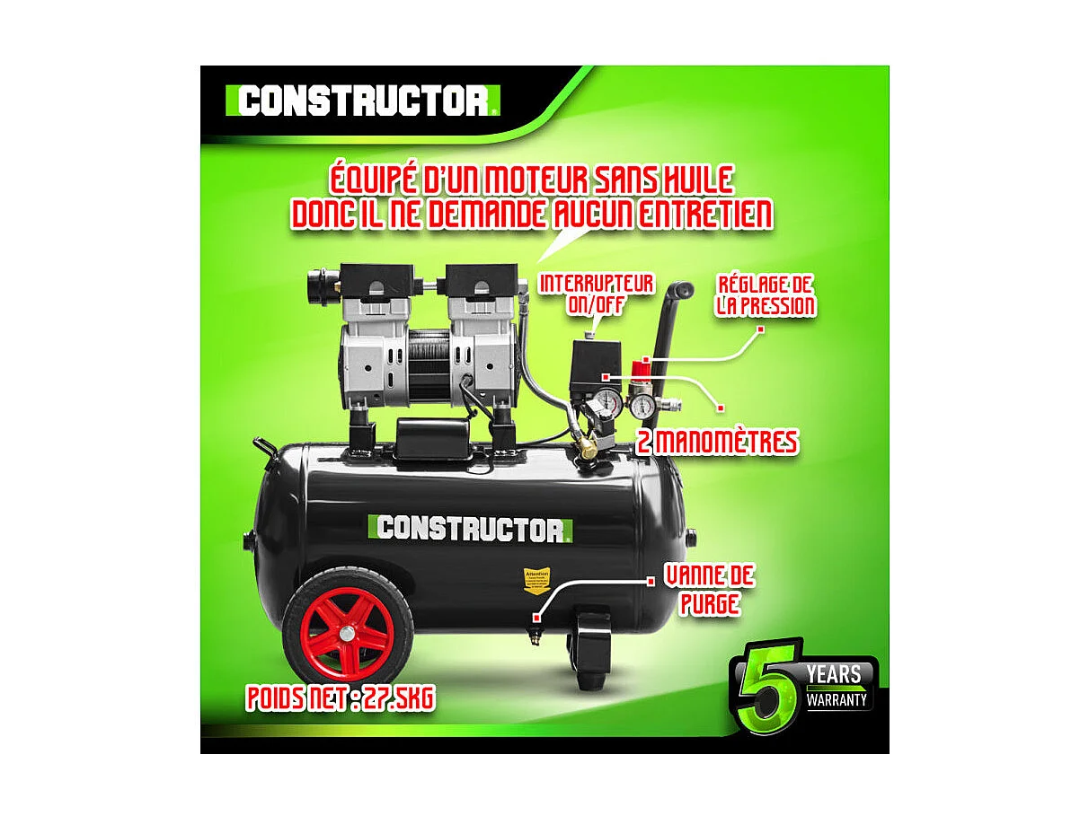 Stille compressor Constructor CTSAC8-50 - 750W - 50L