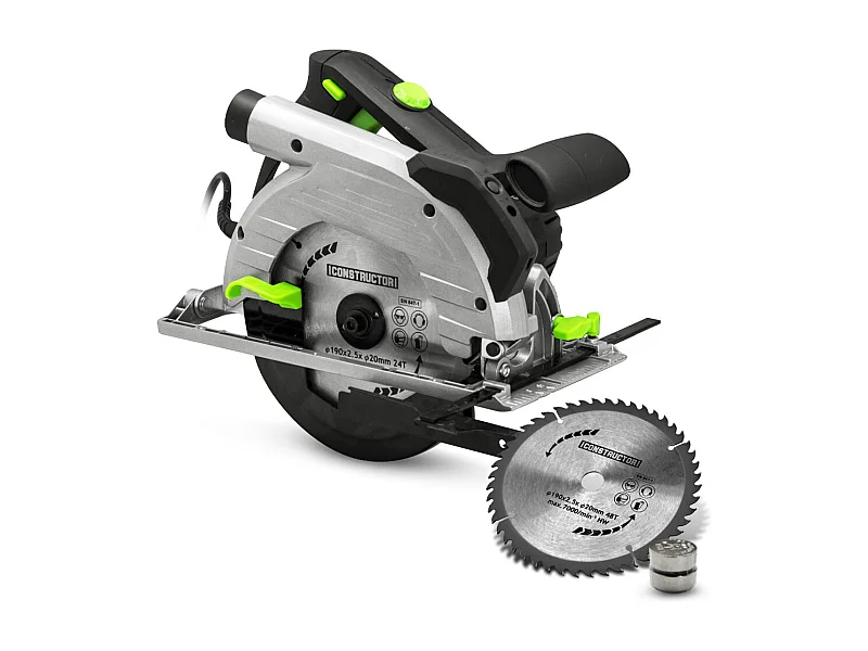 Scie circulaire Constructor 1350 W – 190 mm, coupe précise, 2 lames incluses