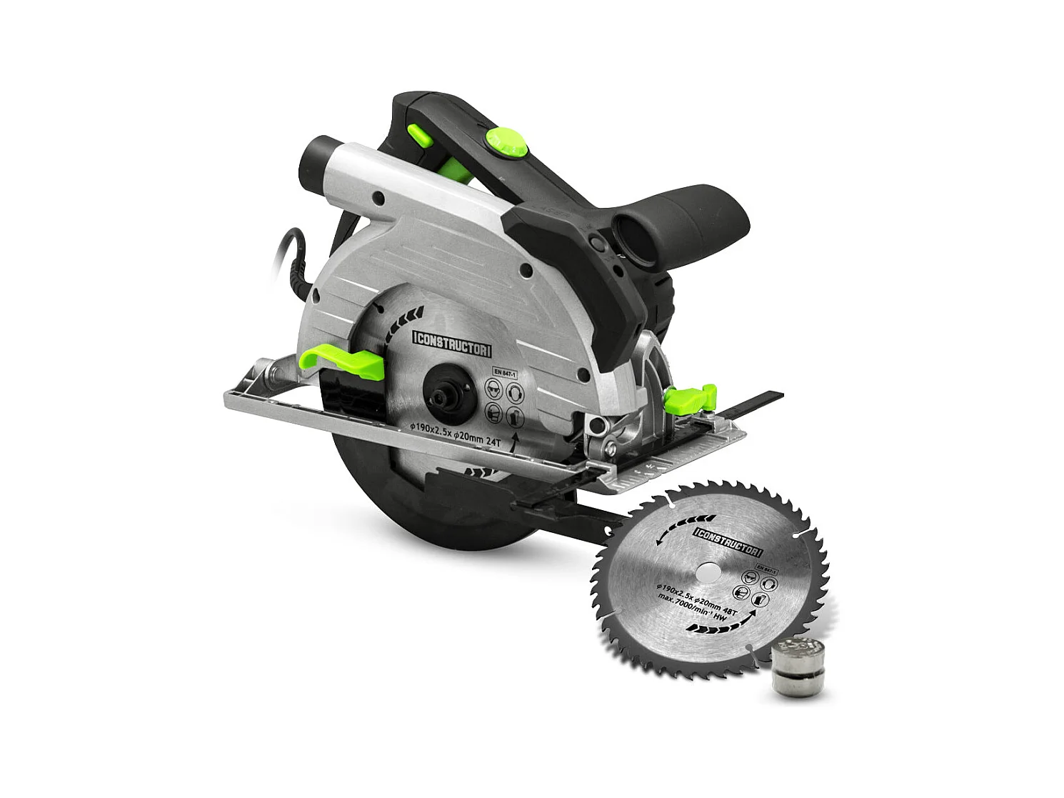 Scie circulaire Constructor 1350 W – 190 mm, coupe précise, 2 lames incluses