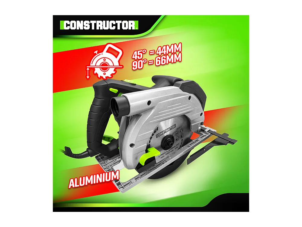Scie circulaire Constructor 1350 W – 190 mm, coupe précise, 2 lames incluses
