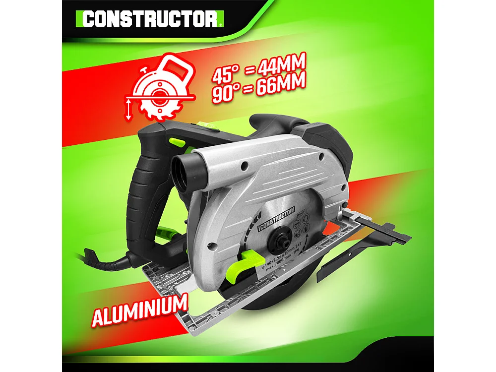 Cirkelzaag Constructor 1350 W – 190 mm, nauwkeurige snede, 2 zaagbladen inbegrepen