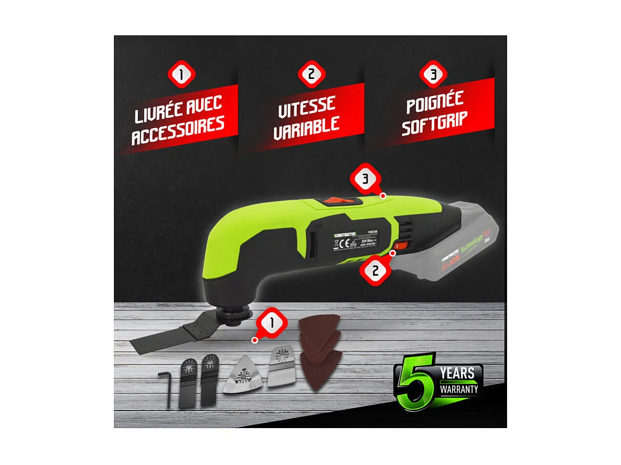 Outil multifonctions sans fil 20V Constructor - Sans batterie