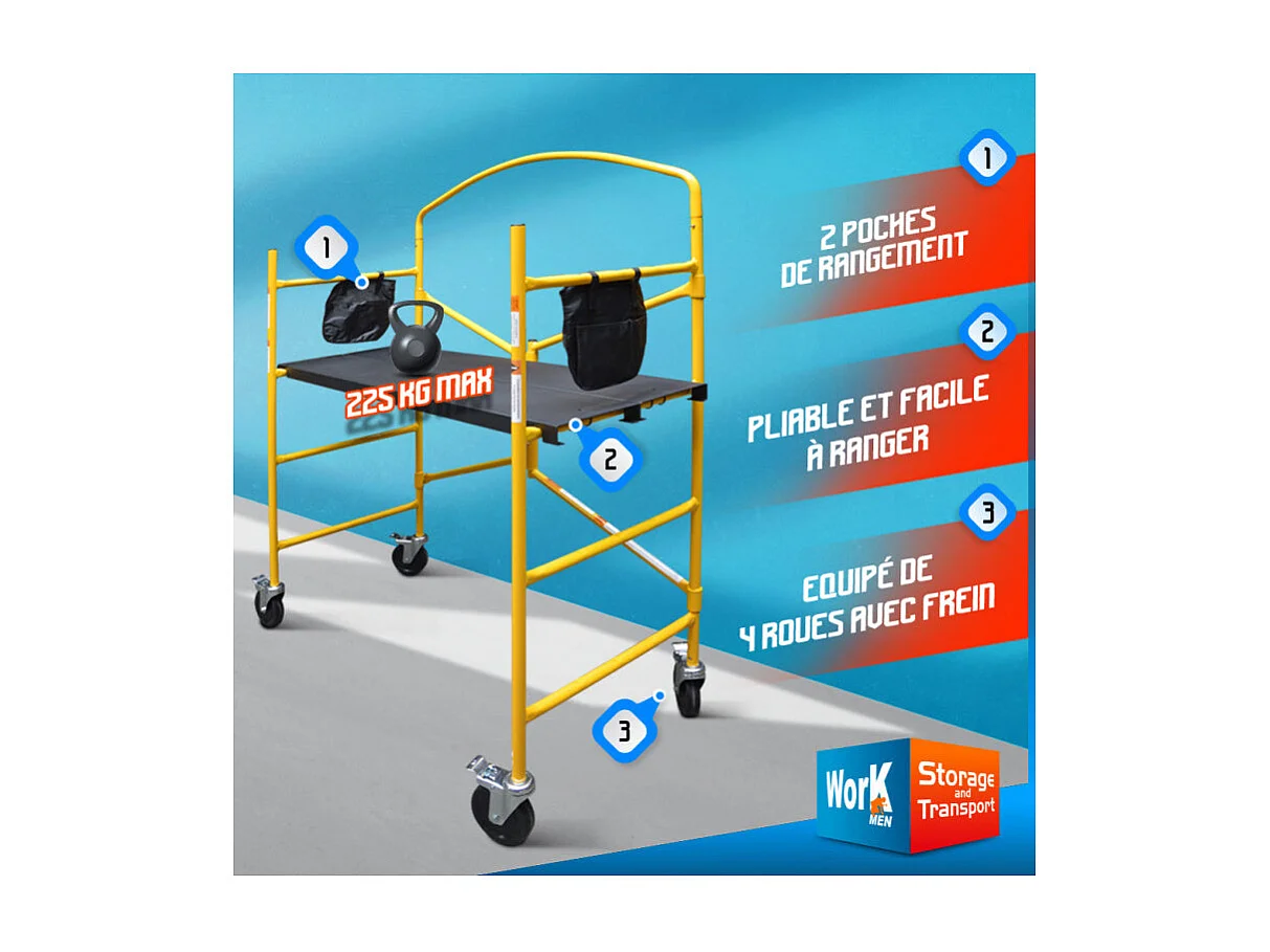 Opvouwbare stalen steiger Workmen Storage - 1150 x 530 x 1550 mm