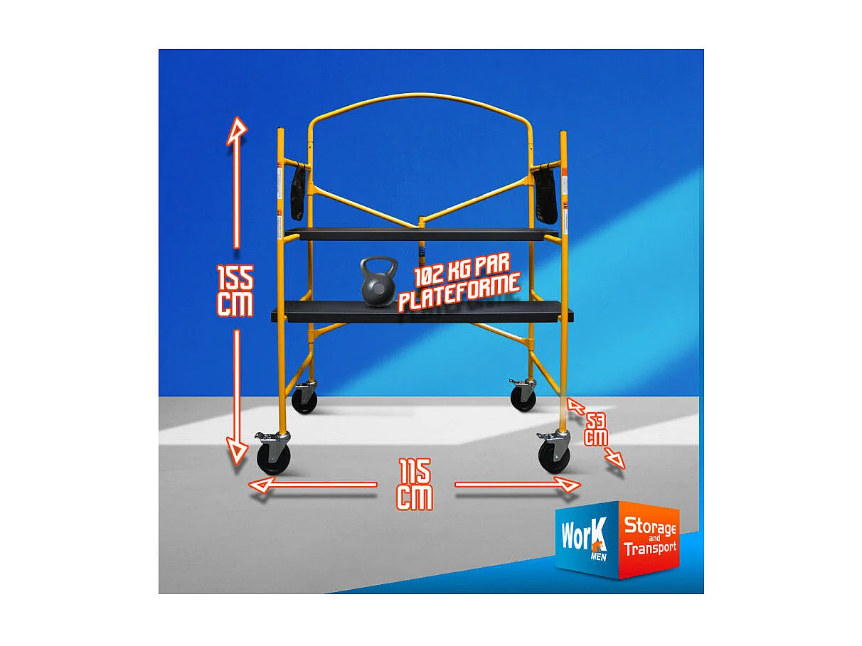 Opvouwbare stalen steiger Workmen Storage - 1150 x 530 x 1550 mm