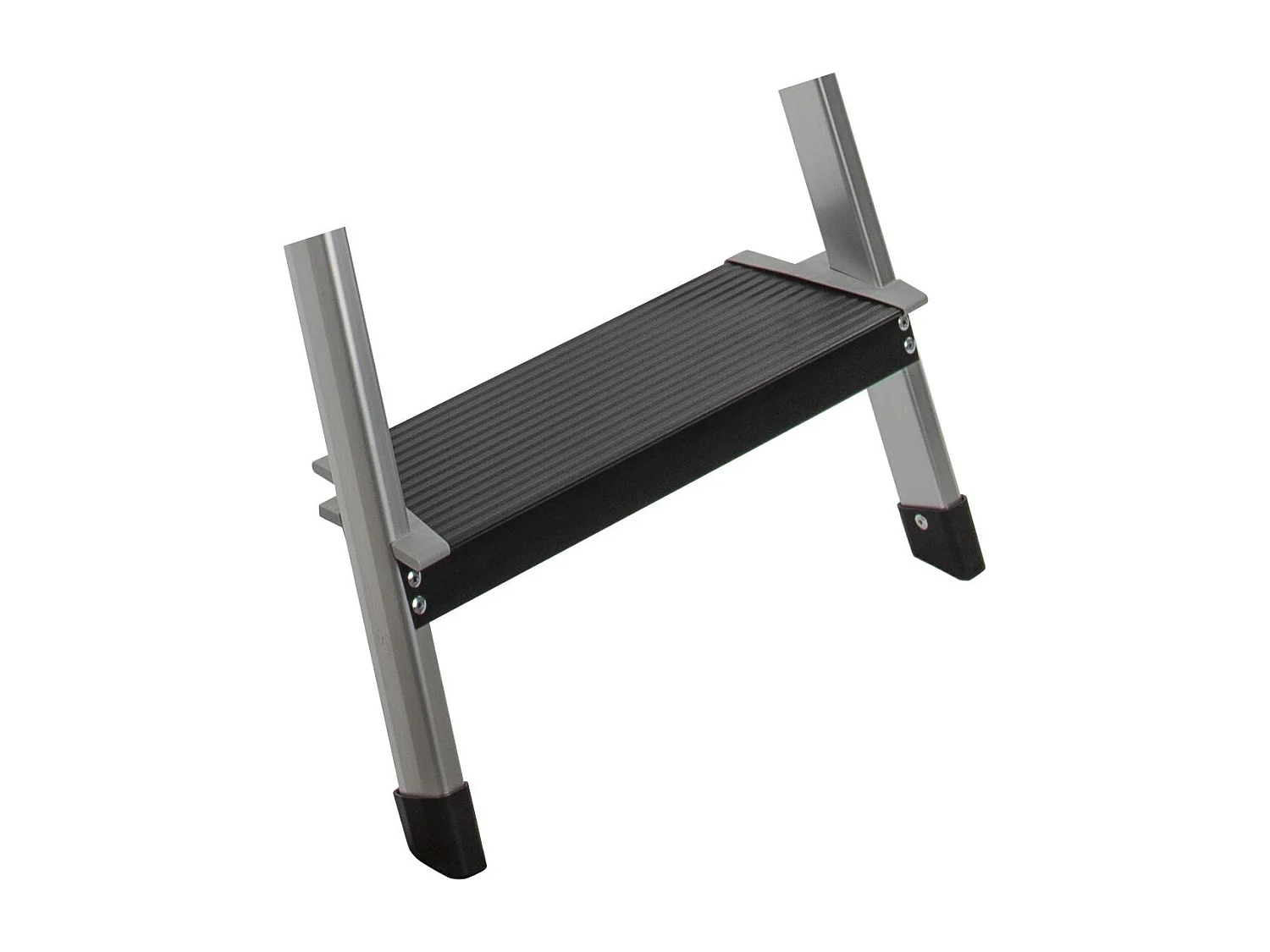 Aluminium trapladder met 5 treden, brede treden (12 cm), werkhoogte 3 m