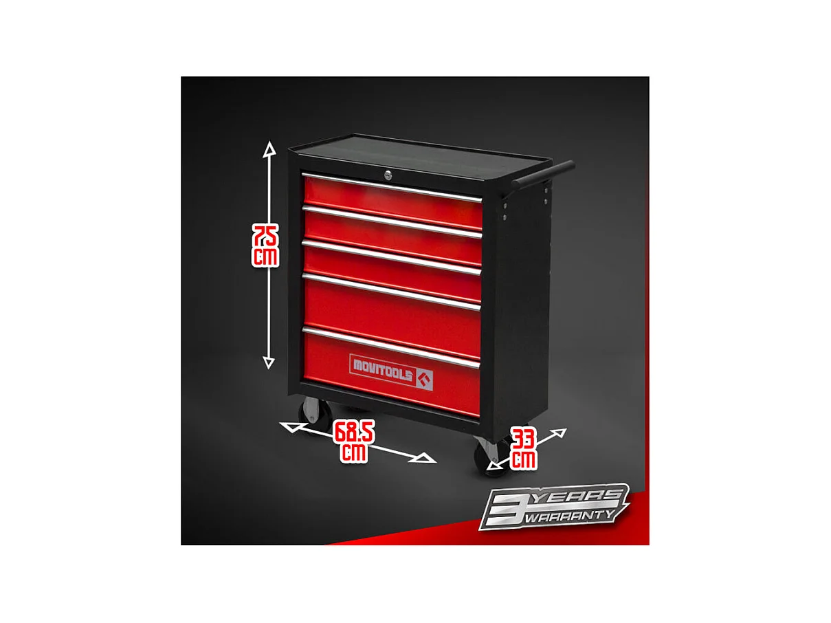 Werkplaatswagen van metaal met 5 laden - Movitools