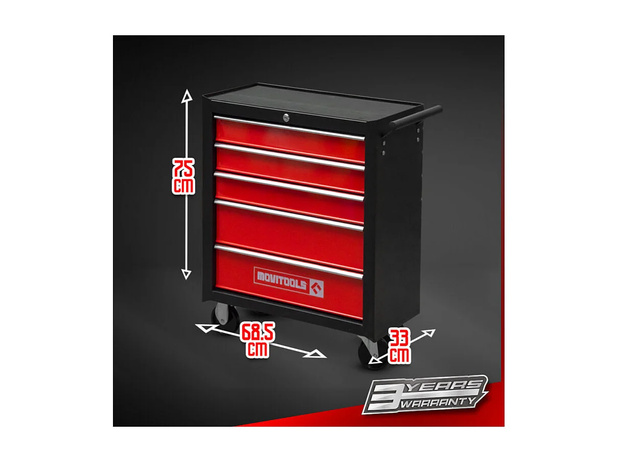 Werkplaatswagen van metaal met 5 laden - Movitools