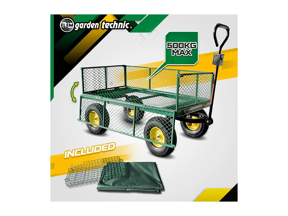 Chariot de jardin en acier 138 x 62 x 68 cm - Elem Garden Technic